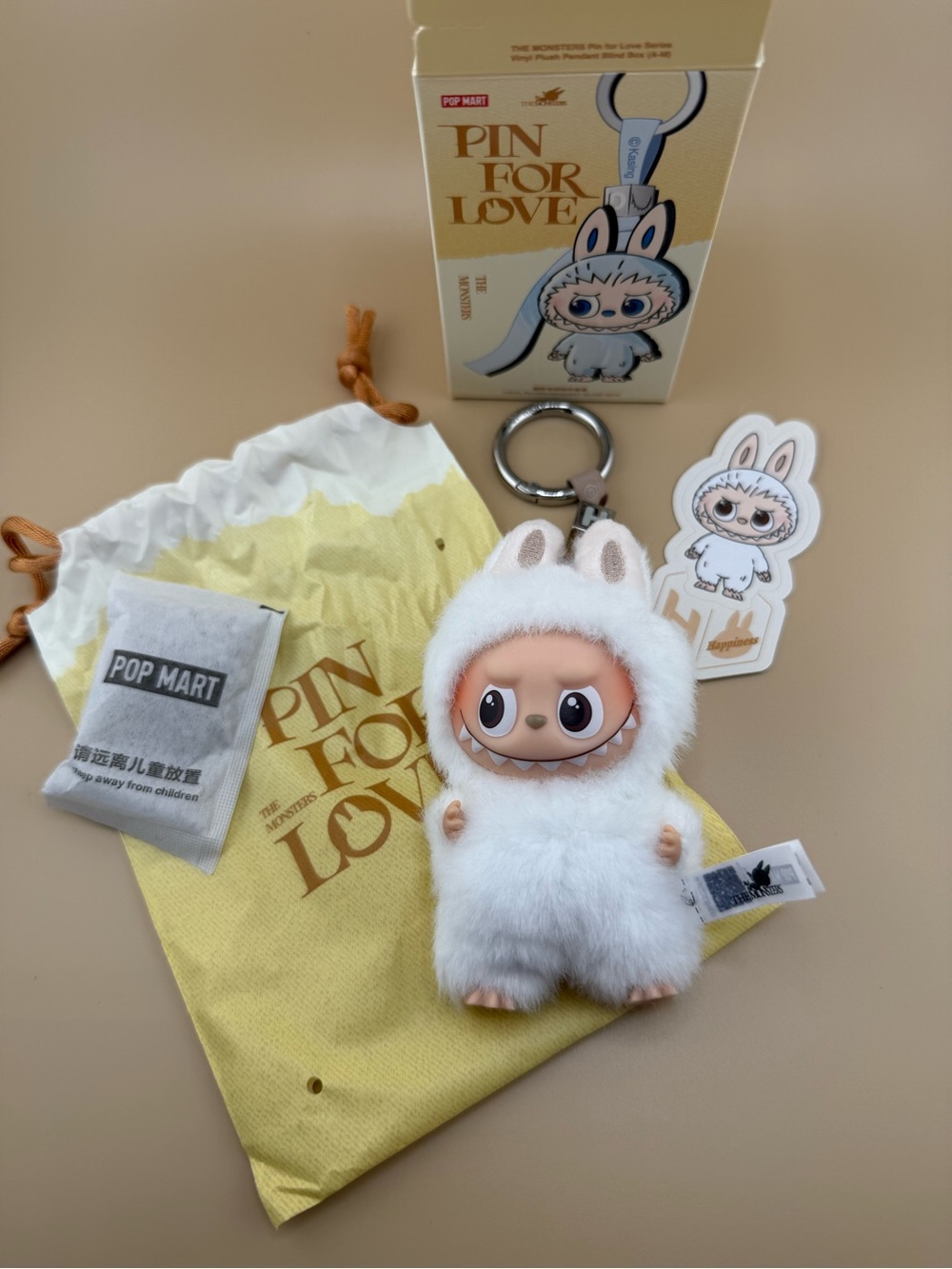 POP MART Pin For Love The Monsters Plush Keychain Letter H White Bunny